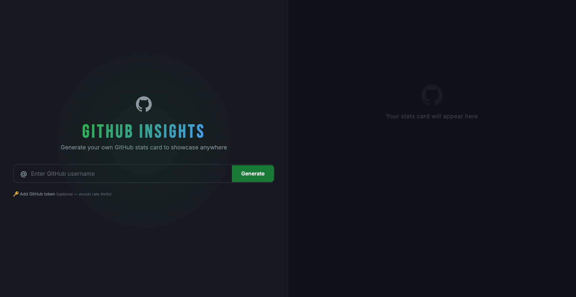 GitHub Insights — Generate Your Stats Card